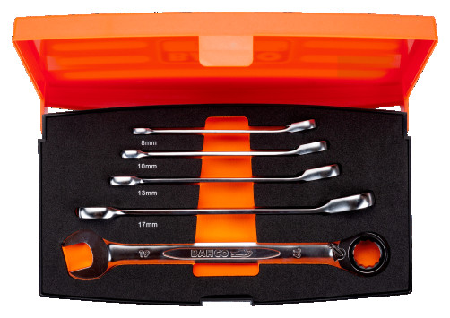 Set of combined wrenches with ratchet 8 - 19 mm, 5 pcs
