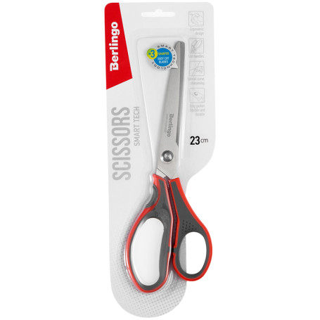 Berlingo "Smart tech" scissors, 23 cm, red, European weight