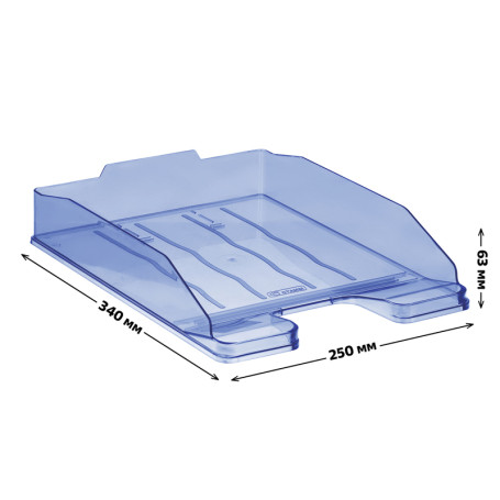 Лоток для бумаг горизонтальный СТАММ "Эксперт", тонированный голубой