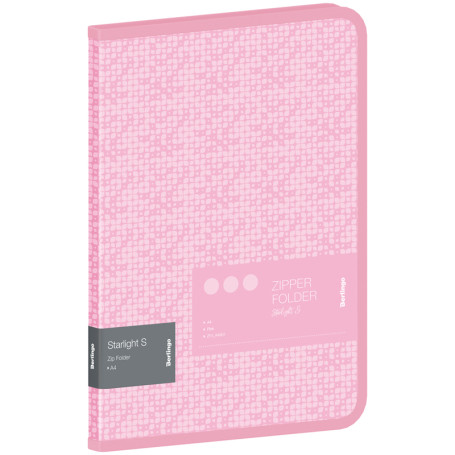 Berlingo "Starlight S" A4 zip folder, 600 microns, pink, patterned