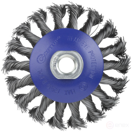 Щетка для УШМ, М14, тип "Тарелка", крученая проволока 0,5 мм, 100 мм, блистер, CUTOP Profi