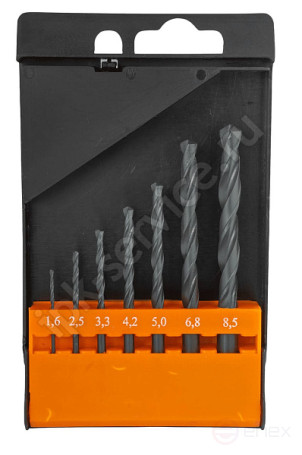 Набор сверл по металлу НС12: от 1,6 до 8,5, 7шт. Р6М5