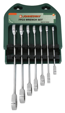 W45107S Набор ключей гаечных комбинированных трещоточных на держателе, 10-19 мм, 7 предметов