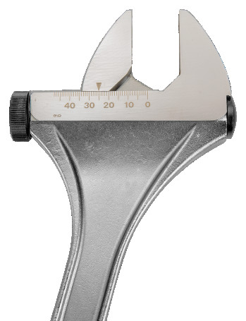 Adjustable wrench with side nut and chrome finish for heavy duty, length 750/grip 77 mm