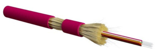 FO-DT-IN-504-2- LSZH-MG fiber optic cable 50/125 (OM4) multimode, 2 fibers, dense buffer coating (tight buffer), for internal laying, LSZH, ng(A)-HF, -40°C – +70°C, magenta