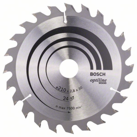 Optiline Wood saw blade 210 x 30 x 2.8 mm, 24