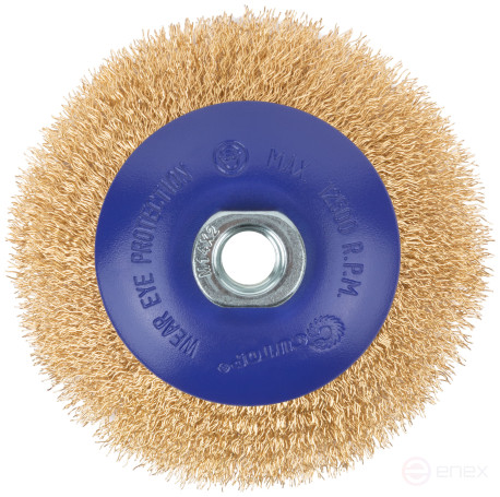 Щетка для УШМ, М14, тип "Тарелка", латун. витая проволока 0,3 мм, 115 мм, блистер, CUTOP Profi