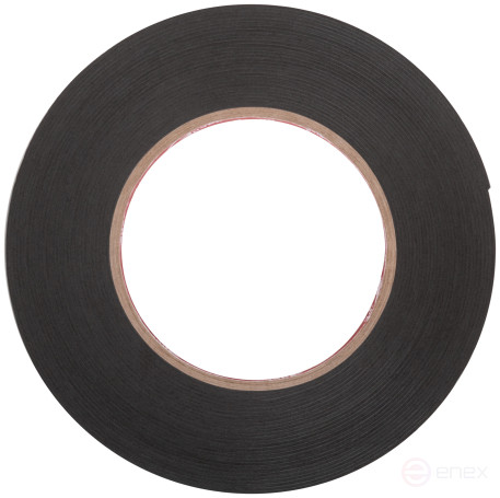 Foam-based adhesive mounting tape, black 12 mm x 10 m