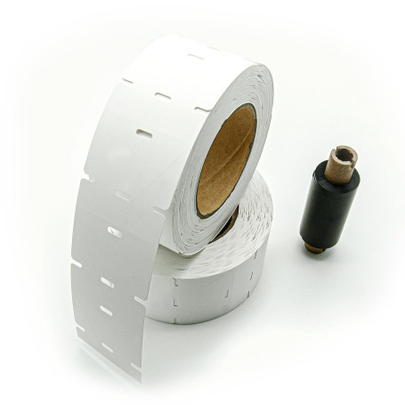 Комплект для маркировки кабеля: бирка У-136 (форма-треугольник), размер 62 х 55 мм, 1000 шт.(2 рулона по 500 шт.); риббон, цвет черный, размер 64 мм х 74м, втулка 12.7мм
