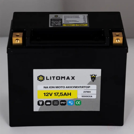 LITOMAX 12V 17.5Ah 217Wh YTX30H R Sodium Starter Motorcycle Battery+