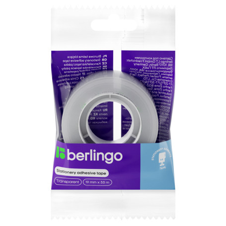 Adhesive tape 19 mm*33m, Berlingo, transparent, in a package, with WK