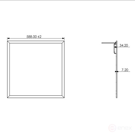 ERA Grillato LED Panel SPL-540-W-40K-040 40W 4000K 588x588x8 White without Driver with Ears Ultrathin