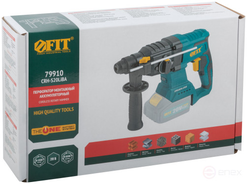 Rotary hammer mounting acc. 20 V; 0-1150 rpm; 0-5200 rpm; 3 J; 3 dir.; SDS-PLUS; brushless; reverse; cut. tilt, without BATTERY; box