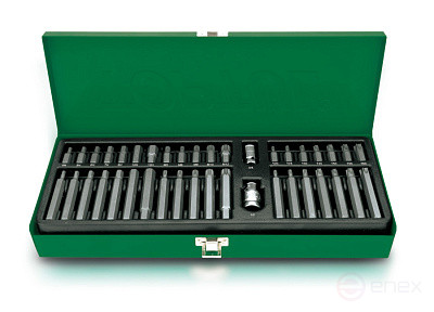 Bit set with 3/8" and 1/2" adapters, Torx, Spline, Hex, 40 pieces TOPTUL GAAD4002