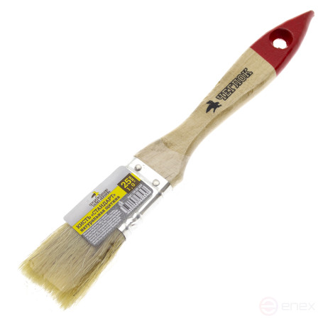 Кисть плоская "Стандарт", 25 х 11мм, в/в 39мм, натур.щетина, Чеглок (12/1200)
