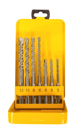 Set of drills SDS+ 5;6;8X110 mm, 6;8;10;12X160 mm, 7 pieces, metal case
