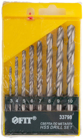 Set of HSS polished metal drills, 8 pcs. (3-4-5-6-7-8-9-10 mm)