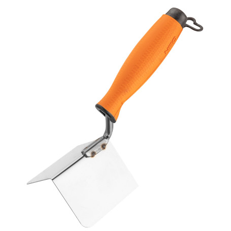 Stainless plaster trowel for external corners 80 mm, two-component handle
