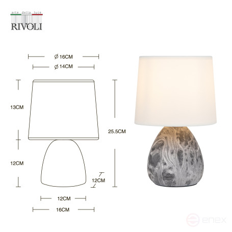 Rivoli Damaris 7037-501 Table Lamp 1 * E14 40W ceramic black and white with lampshade