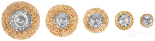 Набор щеток для дрели, 5 шт. ("Плоские" 25,38,50,65,75 мм, латун. витая проволока, блистер, CUTOP Profi)