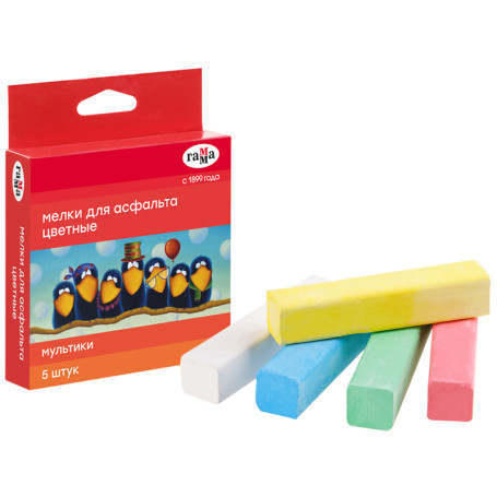 Crayons for asphalt Gamma "Cartoons", colored, 5 pcs., 5 colors., square, cardboard packaging, European weight