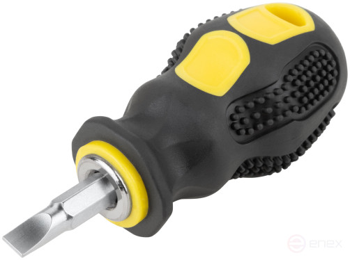 Screwdriver with adjustable sting "shorty", CrV steel, rubberized handle 6x25 mm PH2/SL6, show box