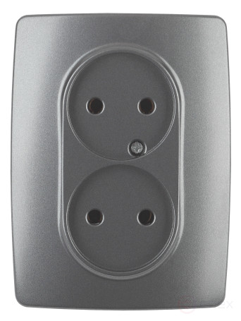 Розетка ЭРА Серия 12 12-2107-12 двойная без заземления 2X2P16A-250В IP20 графит