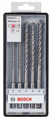 Набор Robust Line из 5 ударных сверл SDS plus-7X 6; 6; 8; 8; 10 mm