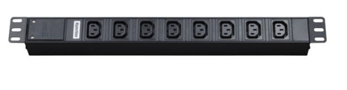 SHT19-8IEC-2.5IEC Блок розеток для 19" шкафов, горизонтальный, 8 розеток IEC320 C13, кабель питания 2.5м (3х1.0мм2) с вилкой IEC320 C14 10A, 250В, 482.6x44.4x44.4мм (ДхШхВ), корпус алюминий