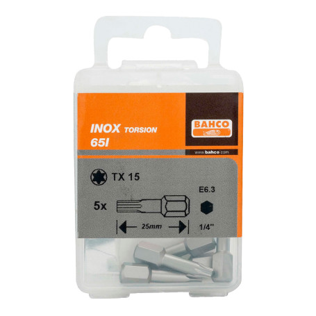 5xБиты T25 30MM 1/4 нержав.сталь