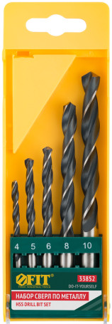 Set of HSS blackened metal drills, 5 pcs. (4-5-6-8-10 mm)