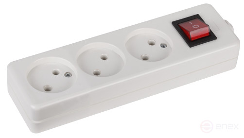 ERA K-3s block 3 sockets without grounding with switch white