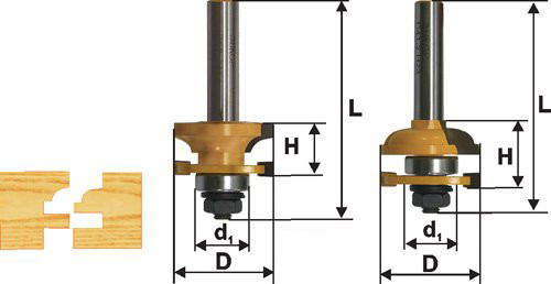 Набор фрез комбинированных рамочных, хвостовик 12 мм, 2 штуки, арт. 46536