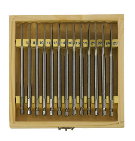 A set of drills for wood perov, 6-25X152 mm, 13 pieces, wooden box