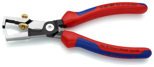 KNIPEX StriX® стриппер-кабелерез 2-в-1 для одно/много/тонкожил. кабеля, рез: кабель Ø 15 мм, зачистка: Ø 5 мм, L-180 мм, чёрн., 2-к ручки