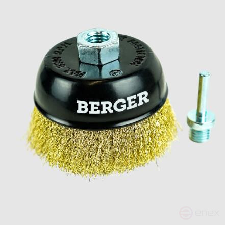Cup-shaped cord brush (latuned steel 0.3 mm, diameter 100 mm, nut M14 + shank 6 mm) BERGER BG1741