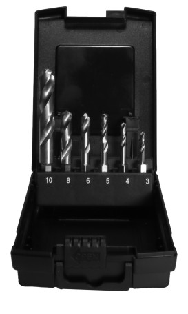 Set of HSS-G short drills with hex shank 6 pcs 3, 4, 5, 6, 8, 10 mm