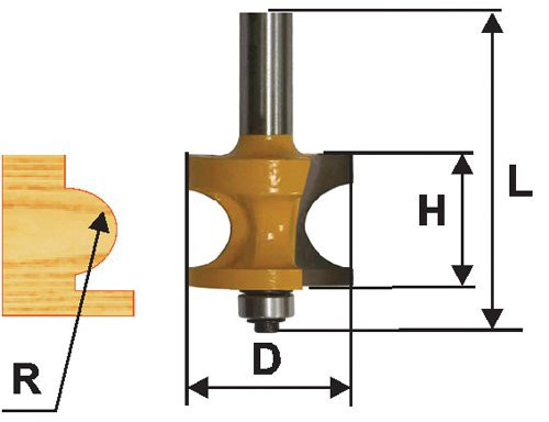 Semi-rod edge milling cutter f22,2mm R3,2mm xb 8