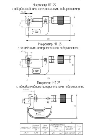 Микрометр трубный МТ 25 кл.2, с поверкой