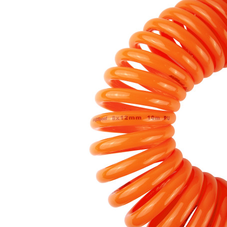 Шланг пневматический спиральный PU 8х12мм с быстросъемными фитингами 10м AV-700010 "AV Steel"