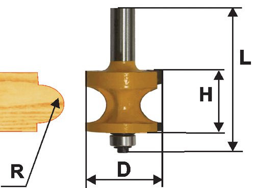 Semi-rod edge milling cutter f22,2mm R4,8mm xb 1