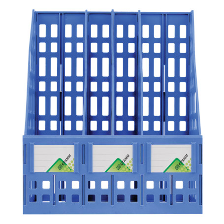 Лоток для бумаг вертикальный СТАММ, сборный, 4 отделения, синий