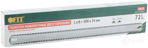 Полотна ножовочные металл/дерево (24 TPI / 8 TPI), каленый зуб, широкие двусторонние, 300х24 мм, 72 шт.