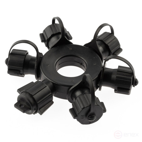ERA ERAPS-OR Splitter for IP65 Garlands Circular 6 Sockets Black