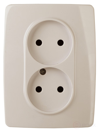 Розетка ЭРА Серия 12 12-2107-02 двойная без заземления 2X2P 16A-250В IP20 слоновая кость