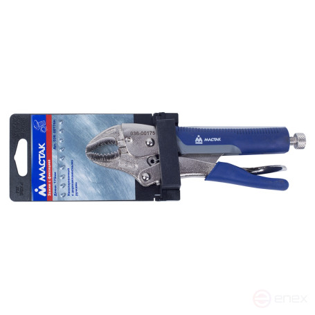 Зажим с фиксатором 175 мм, с закругленными губками МАСТАК 036-00175H