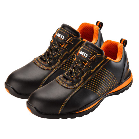 Working sneakers, r-r 41, leather, black and orange, SB, steel toe