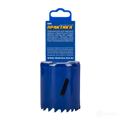 Коронка биметаллическая ПРАКТИКА 38 мм (1шт), клипса (035-974)