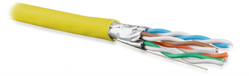 UFTP4-C6A-S23-IN-LSZH-YL-500 (500 m) Cable twisted pair U/FTP, cat. 6a (10GBE), 4 pairs (23AWG), single-core (solid), each pair in the screen, without a common screen, ng(A)–HF, -20°C - +60°C, yellow