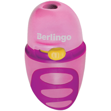 Plastic sharpener Berlingo "Riddle" 1 hole, container, with a pencil sharpening regulator, assorted